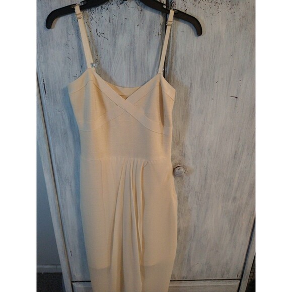 Bebe bodycon maxi sheer dress Md cream summer Sexy City Boho - Picture 8 of 12